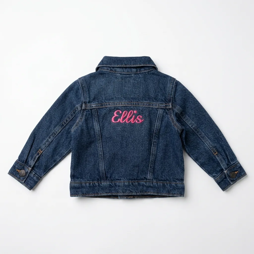 Personalized baby denim jacket with embroidered name